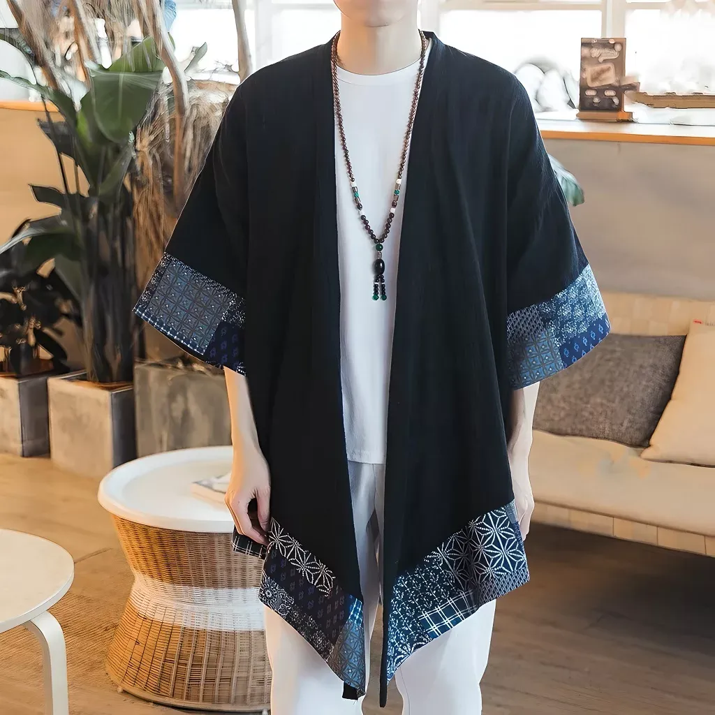 Men’s Kimono Cardigan Long Haori _ Blue Raze KIMONOMO 3