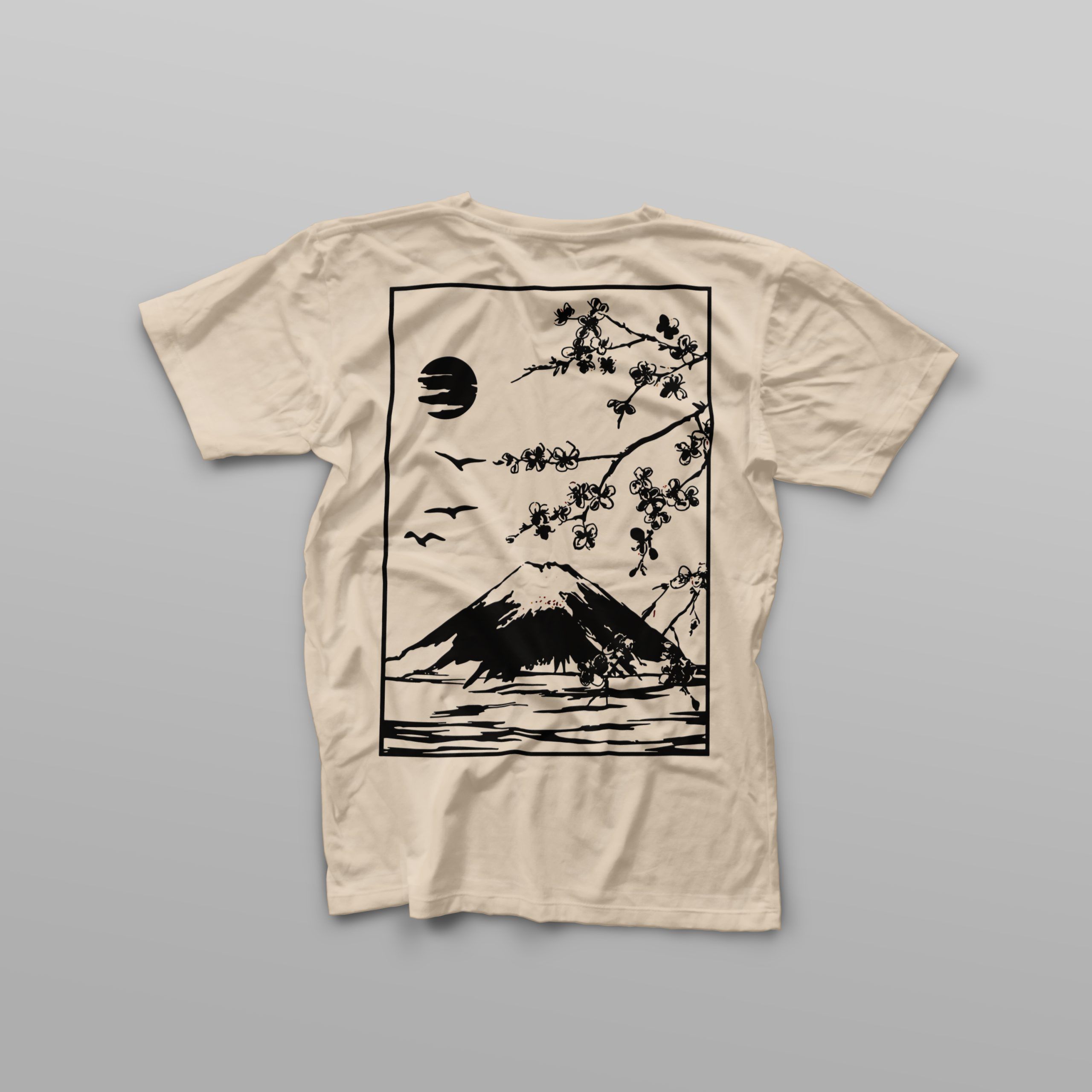 t shirt, cotton t shirt, loose t shirt, mount fuji t shirt