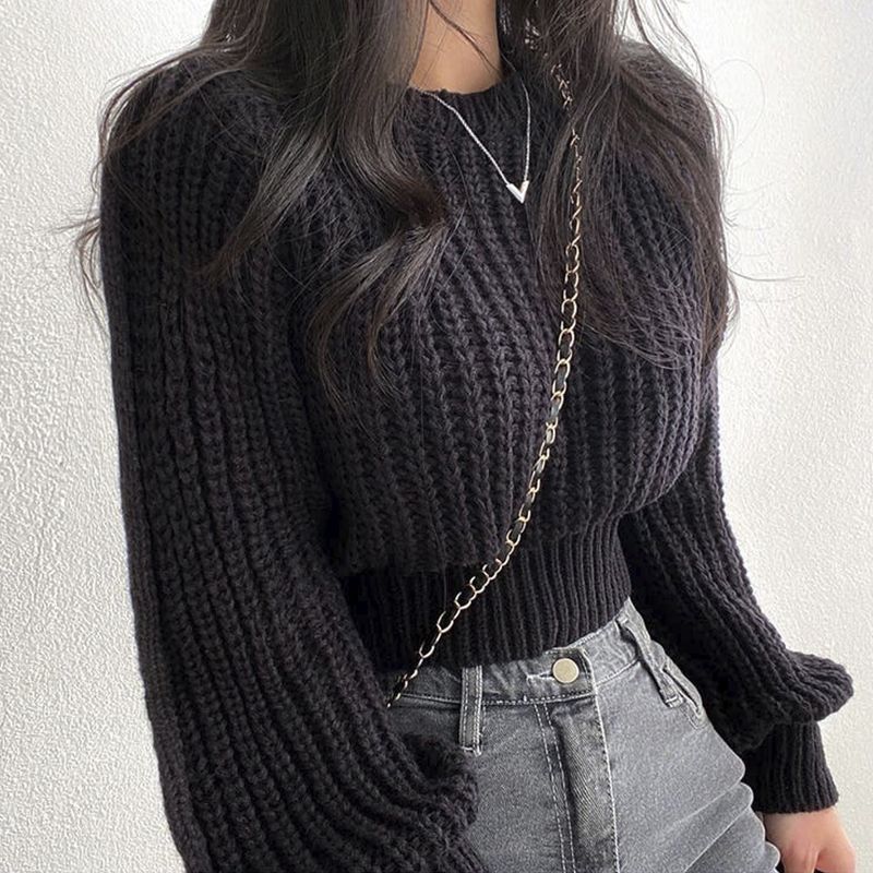 black_Women’s Loose-Fit Knitted Sweater