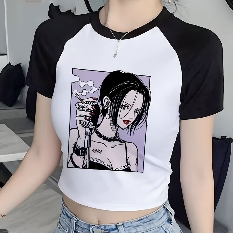 Main Women’s Anime Print Crop Top T-Shirt