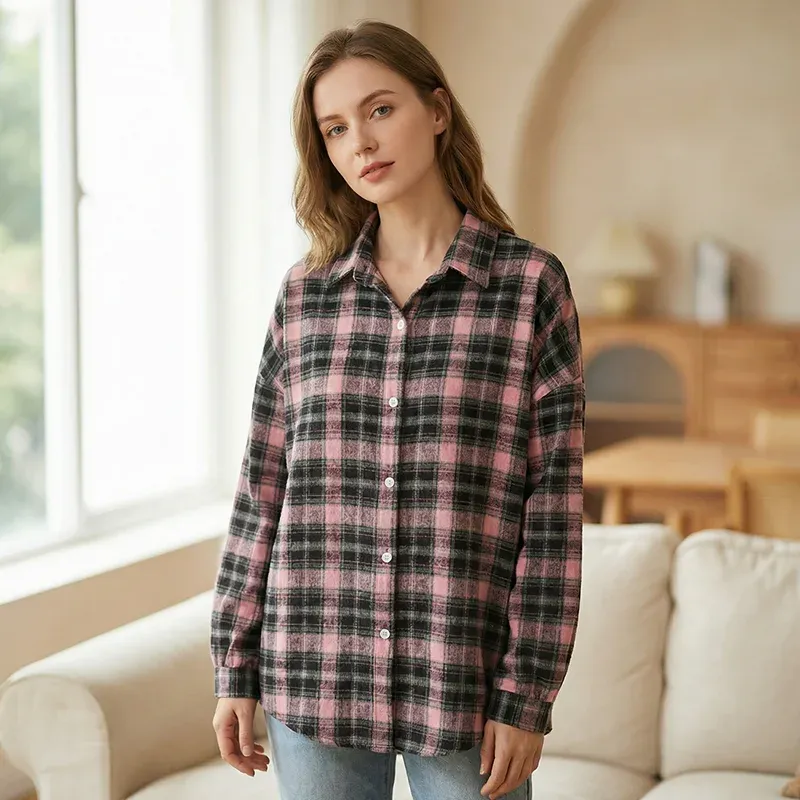 plaid shirt, women plaid shirt, casual shirt, tartan shirt, oversized plaid shirt