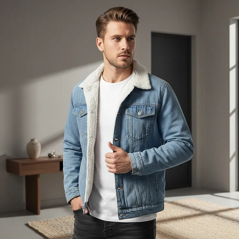 mens jacket, denim jacket, winter jacket, mens denim jacket, fleece lined jacket