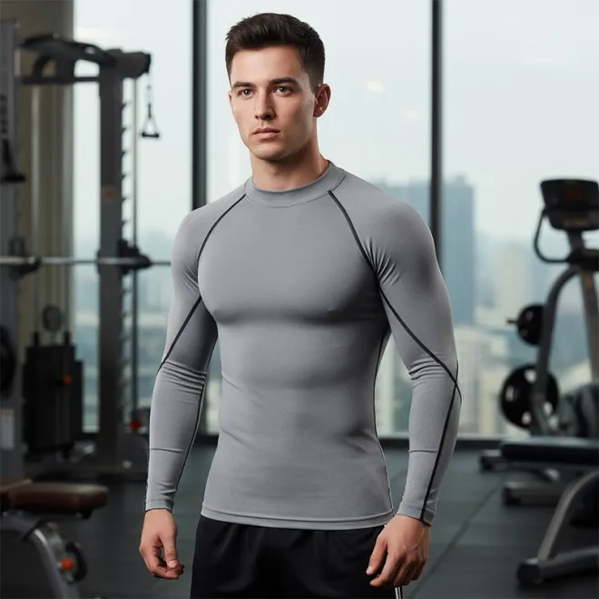 mens compression shirt, thermal shirt, mock neck compression shirt