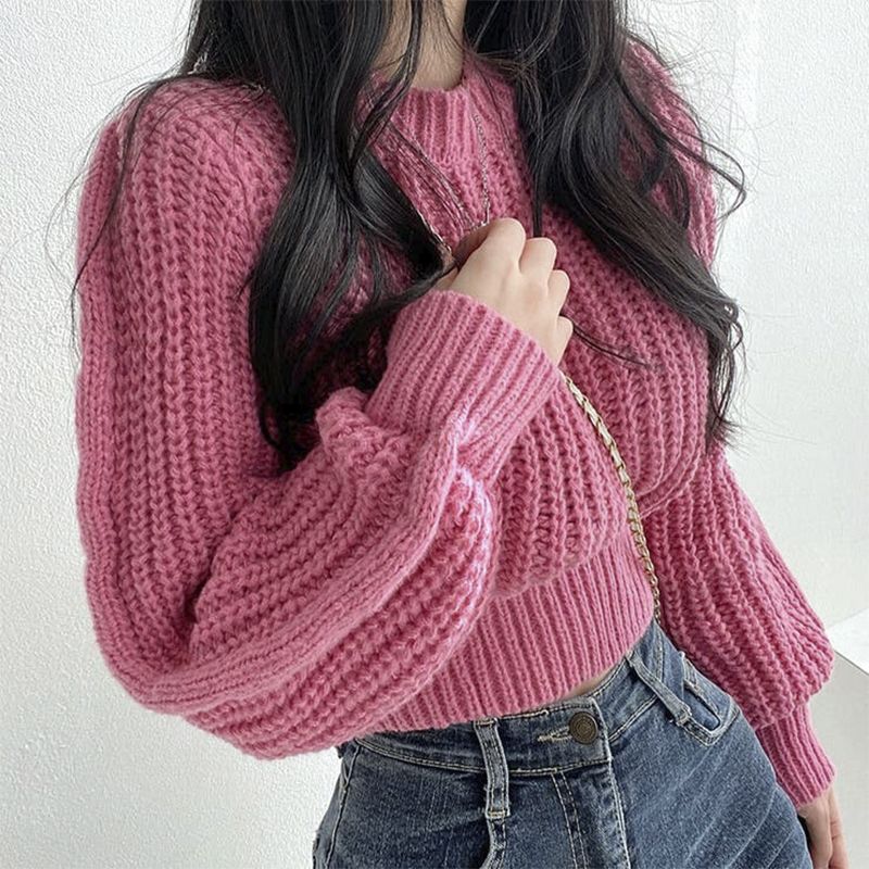 pink_Women’s Loose-Fit Knitted Sweater