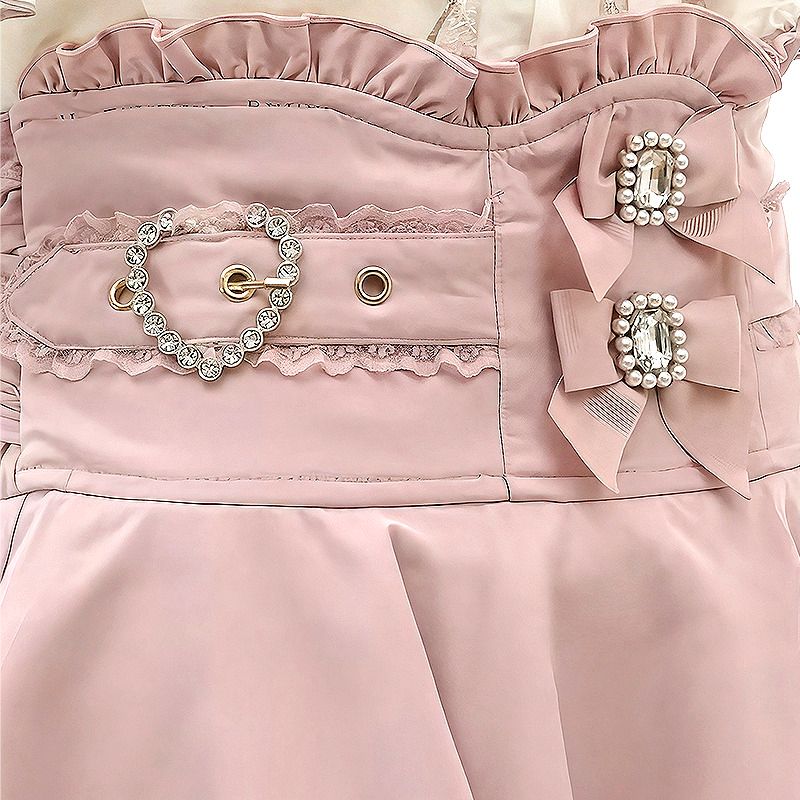 high waist skirt, bow skirt, japanese skirt